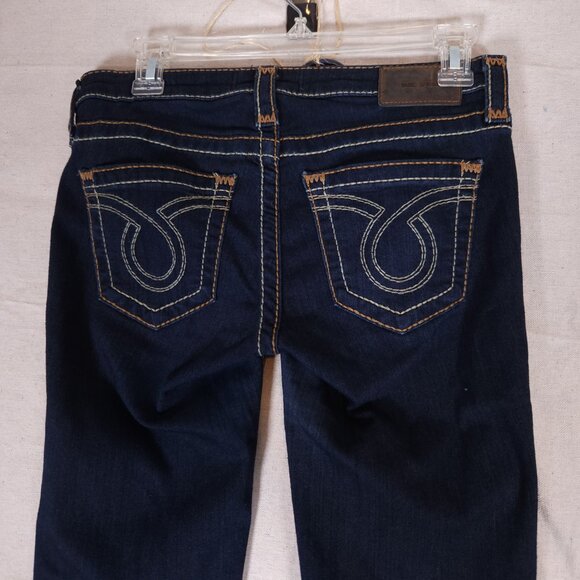 Big Star Liv Blue Jeans Womens 27L Dark Blue Denim Stretch Pants Thick Stitch - Picture 10 of 16
